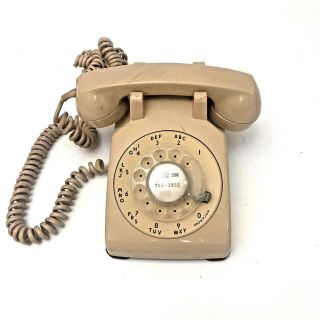 Vintage Bell Southwestern Rotary Dial Phone Beige With Cord Great - Rare