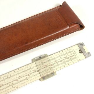 Vintage Pickett Model N1010 - T Trig Trigonometry Metal Slide Rule Leather Sleeve
