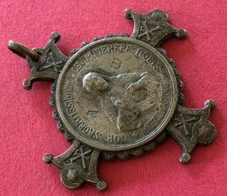 Antique Catholic Religious Holy Medal / Cross / Sacred Heart Montmartre France