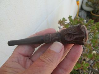 Treen - Antique / Vintage Indian Wooden Hand Carved Snake One Hitter Chillum Pipe