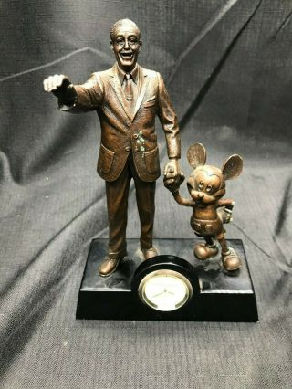 Walt Disney Worlds Brass Walt And Mickey Desk Clock