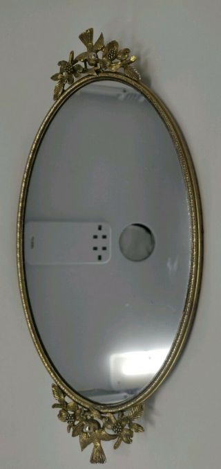 Vintage Matson Mirrored Vanity Tray Ormolu Birds Dogwood Gold Plate Mirror