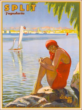 Split Yugoslavia Yugoslavian Croatia Vintage Travel Advertisement Art Poster