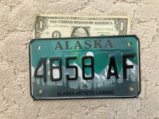 Alaska Motorcycle License Plate 4858af W/ Aurora Borealis Aka Northern Lights