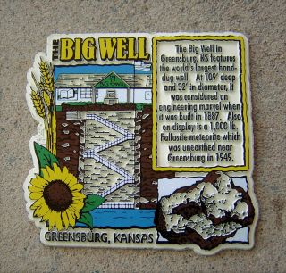 The Big Well Greensburg,  Kansas Large Magnet With Diagram,  Info,  Sunflower