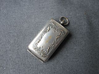 Antique Decorated Silver Plated Miniature Coin Holder & Compact For Chatelaine