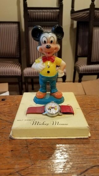 Vintage Ingersoll Mickey Mouse Watch & Figuring Walt Disney Rare