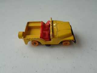 Vintage Matchbox Yellow Jeep No.  72 England Lesney Missing 3 Tires