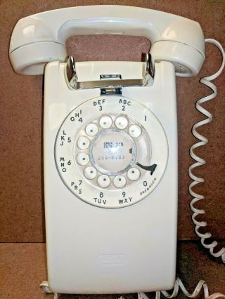 Vtg White Western Electric Bell System 554bmp Rotary Wall Phone Ivory For Repair