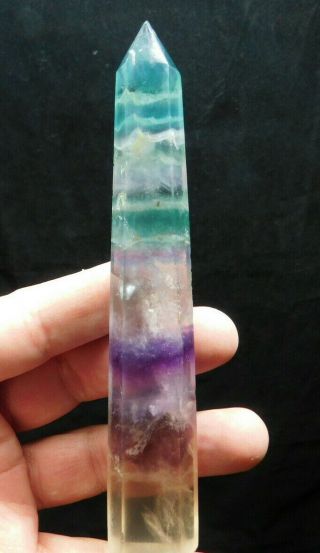 A Translucent 100 Natural Fluorite Crystal Made Into An Obelisk China 104gr E