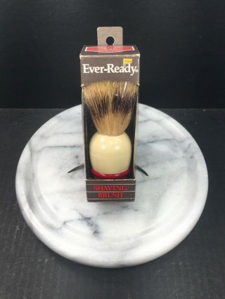 Vtg Ever Ready C40 Shave Brush Boar Bristle Cream & Red Usa