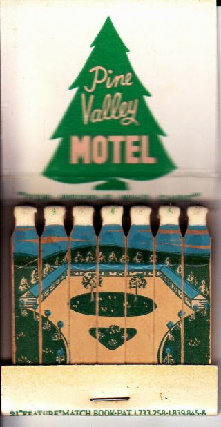 Feature Matchbook:.  Pine Valley Motel,  Washington,  Pa - Full Book - Spot Striker