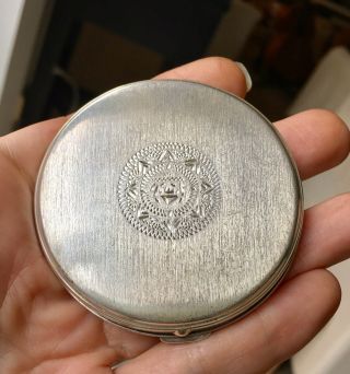 Vintage Mexican Solid Sterling Silver Powder Compact - Full Hallmarks,