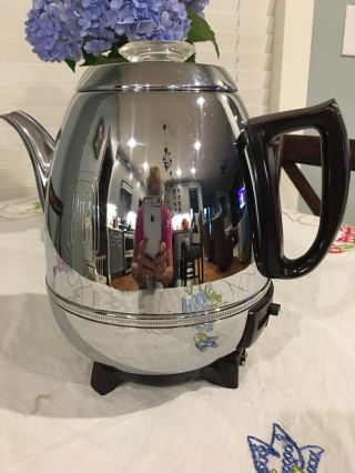 Ge General Electric Chrome Pot Belly 9 Cup Coffee Maker Percolator 18p40 Usa