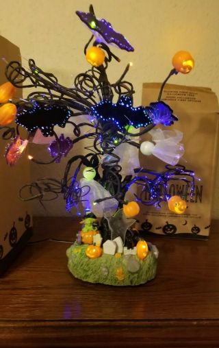 Vtg Fiber Optic 18 " Halloween Tree Avon Spooky Bats Ghost Light Up Spooky Noise