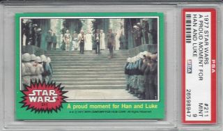 1977 Topps Star Wars 211 A Proud Moment For Han And Luke Psa 9