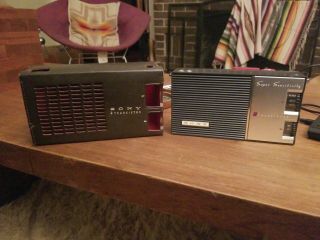 Vintage Sony Tr - 84 Sensitivity 8 Transistor Radio -,  With Case