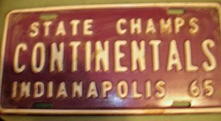 1965 Indianapolis Washington Continentals Plate State Champs Billy Keller