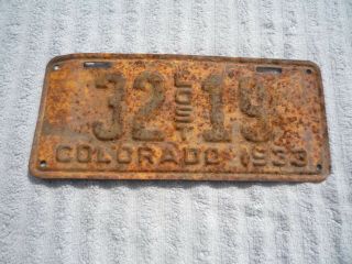 Colorado 1933 License Plate.  Lqqqqk.