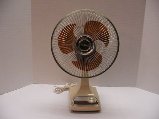 Vintage 9 " Galaxy 2 Speed Amber Blade Oscillating Fan E 20739
