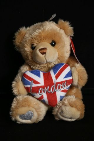 Keel Toys London Hug Me Bears - Union Jack Heart Teddy Bear Plush Toy Doll Nwt