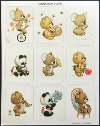 Vintage Scratch & Sniff Stickers - Sangamon - Cinnamon Bears - Dated 1983