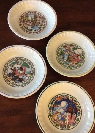 4 Watkins Country Kids Ceramic Pie Pan Plate Collector 