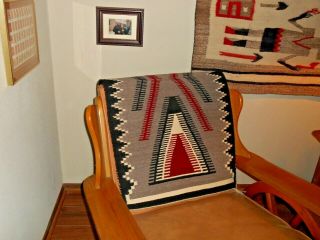 NAVAJO NAVAHO Indian Rug/Weaving.  Tightly Woven Half Diamonds/Comb Elements 4