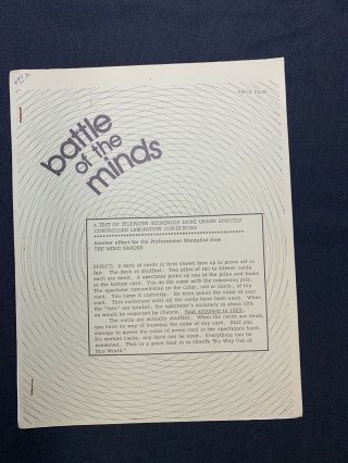 Battle Of The Minds By Gary Warzin 1974 Mentalist Lecture Note Ex