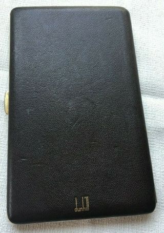 Dunhill Brown Cigarette Hard Case Holder Compact Gold Inside Color