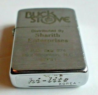 Vintage Hi - Lite Advertising Buck Stove Pilot Mountain Nc Cigarette Lighter