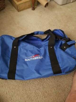 Southwest Airlines Blue Soft Side Luggage Duffle Travel Bag Once