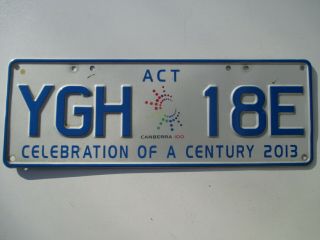 2013 Australian Capital Territory 100 Years Canberra Graphic License Plate