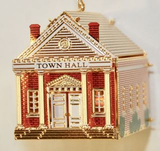 " Town Hall " Baldwin Ornament 24kt Gold Finished Brass 7191.  010