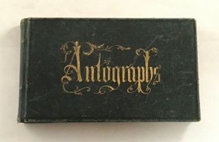 Antique Miniature Victorian Leather Bound Autograph Book Album