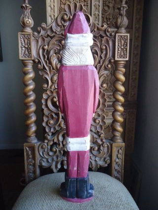 Hand - Carved - wood - painted - Father - Christmas - Santa 20  TALL 4