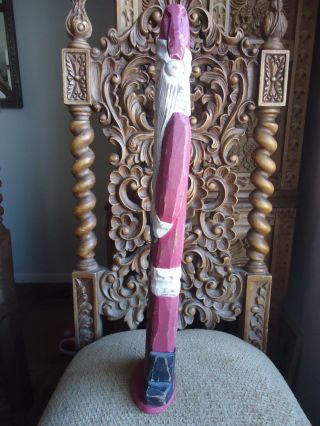 Hand - Carved - wood - painted - Father - Christmas - Santa 20  TALL 5