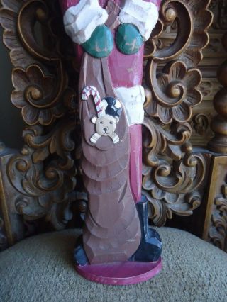 Hand - Carved - wood - painted - Father - Christmas - Santa 20  TALL 6