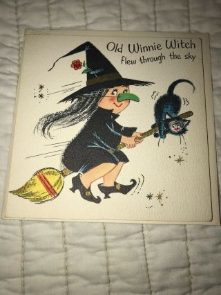 Vintage Hallmark Halloween Witch Cat Card With Envelope Bay Ghost Fold Out Unuse