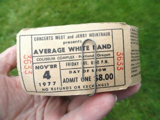 1977 Vintage Roll Of Average White Band Rock Concert Tickets Portland,  Oregon