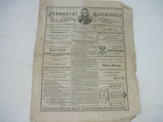 Inaugural Ceremonies 1869 Printed 4 Page Paper Washington Dc President Us Grant