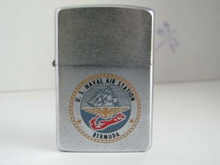 Us Naval Air Station Bermuda Brushed Chrome Zippo Lighter 1985 Unfired