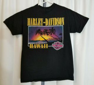 Vintage 1995 Harley Davidson Hawaii Kailua - Kona Big Island Large L T - Shirt Black