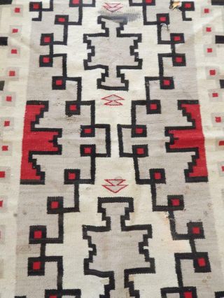Antique Navajo Indian Large 39.  5x71 " Size Klagetoh Rug Handspun - Fabulous Dsgn