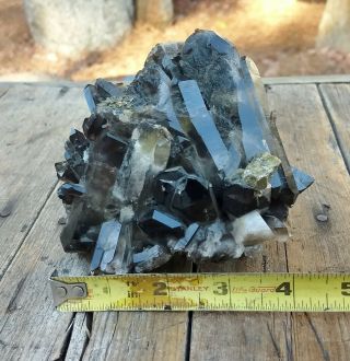 2.  2 LB Natural Black/Smoky Quartz Crystal Cluster Specimen with Pyrite 2