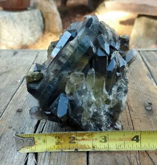 2.  2 LB Natural Black/Smoky Quartz Crystal Cluster Specimen with Pyrite 3