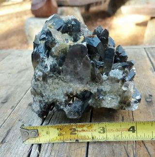 2.  2 LB Natural Black/Smoky Quartz Crystal Cluster Specimen with Pyrite 4