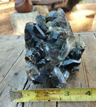 2.  2 LB Natural Black/Smoky Quartz Crystal Cluster Specimen with Pyrite 5