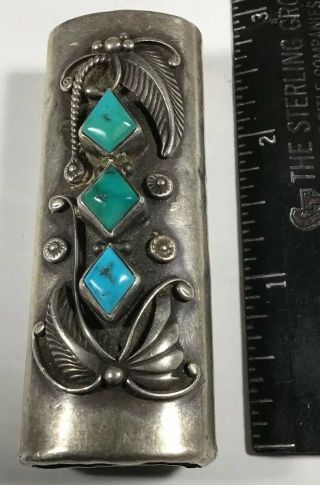 Vintage Sterling Silver And Turquoise “Bic” Cigarette Lighter Case.  Navajo Made. 2