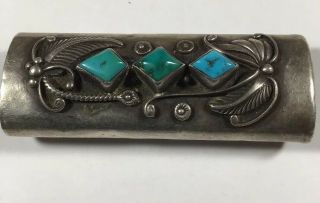 Vintage Sterling Silver And Turquoise “Bic” Cigarette Lighter Case.  Navajo Made. 6